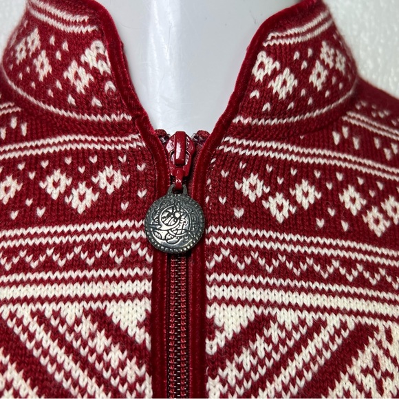 dale of norway king ragnhild red zip sweater size M - Picture 4 of 7